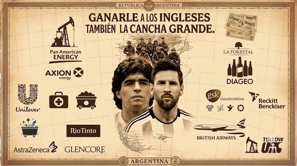 Ganarles a los ingleses en la cancha grande; “Cancha chica del fútbol, cancha grande de la realidad”.