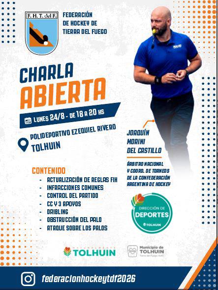 TOLHUIN SERÁ SEDE DE UNA CHARLA ABIERTA SOBRE REGLAS DE HOCKEY