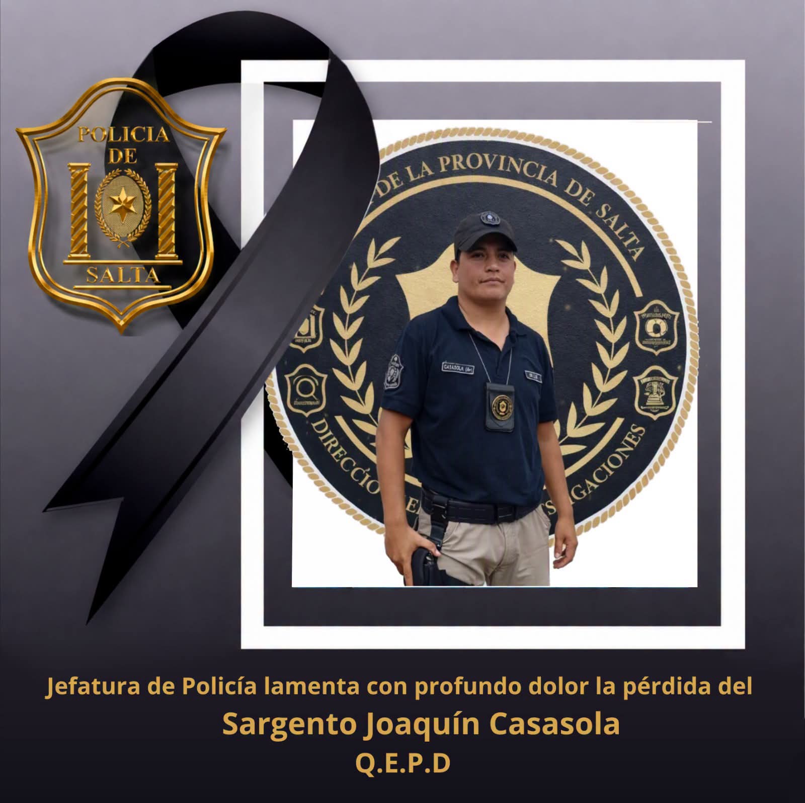 Murió el sargento Joaquín Casasola tras un siniestro vial en Colonia Santa Rosa