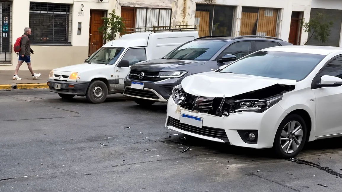 Choque entre un patrullero y un auto en pleno centro de Salta: daños y complicaciones en el tránsito