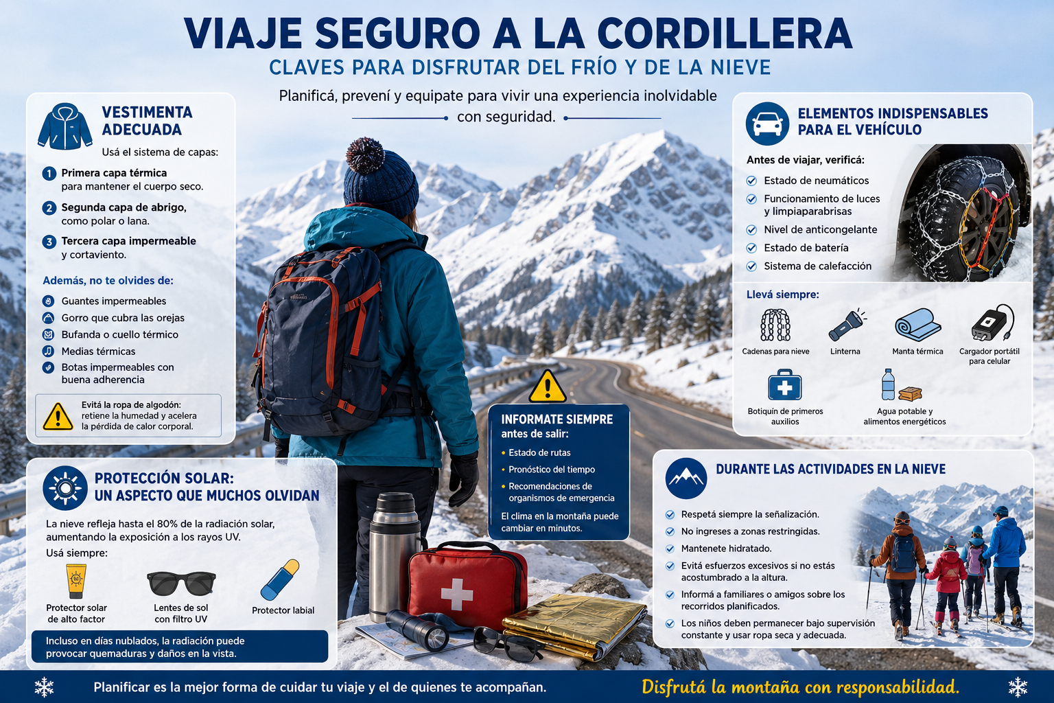 Viajar a la cordillera en invierno: recomendaciones esenciales para disfrutar la nieve con seguridad