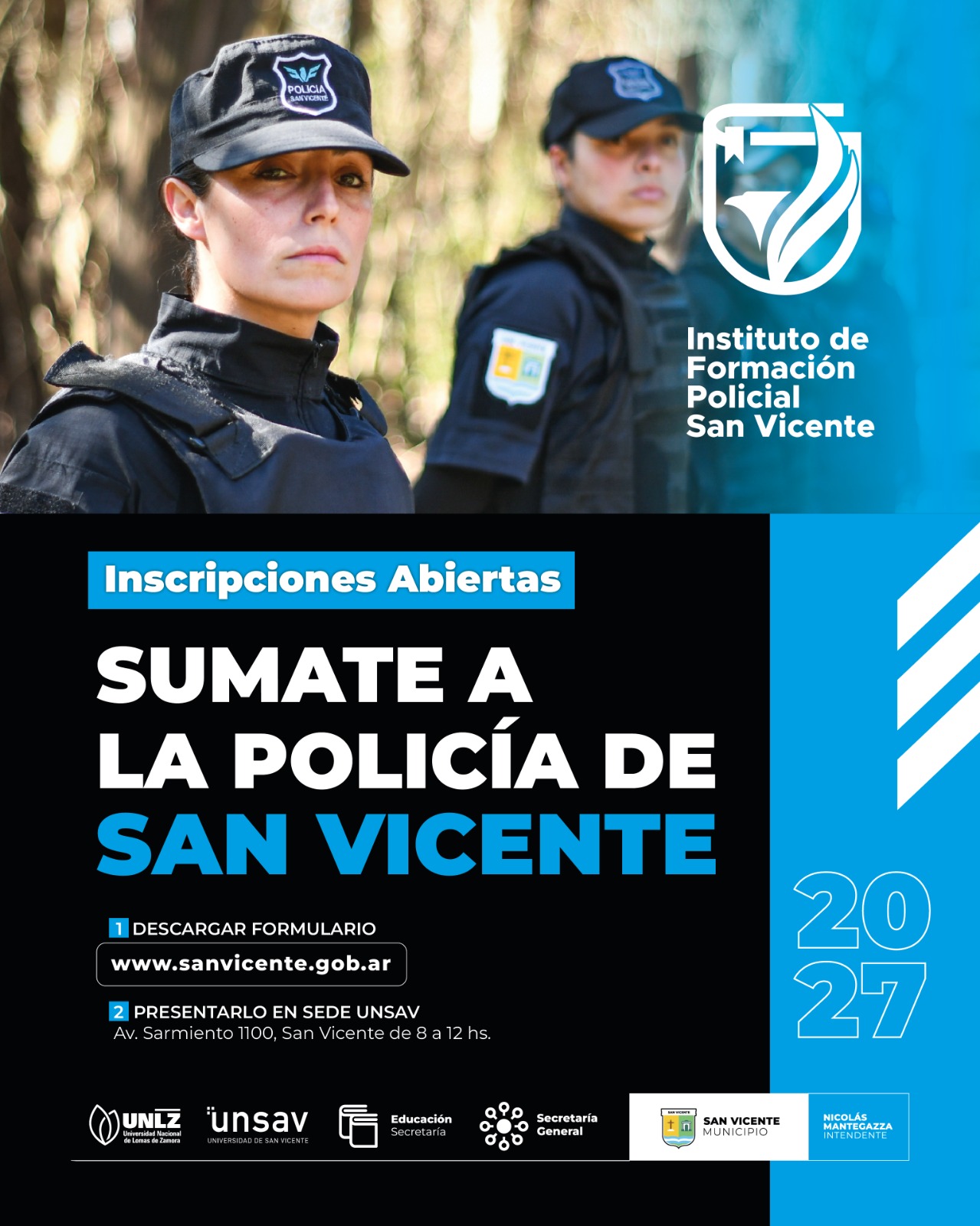 Abren la inscripción para ingresar a la Policía de San Vicente 2027