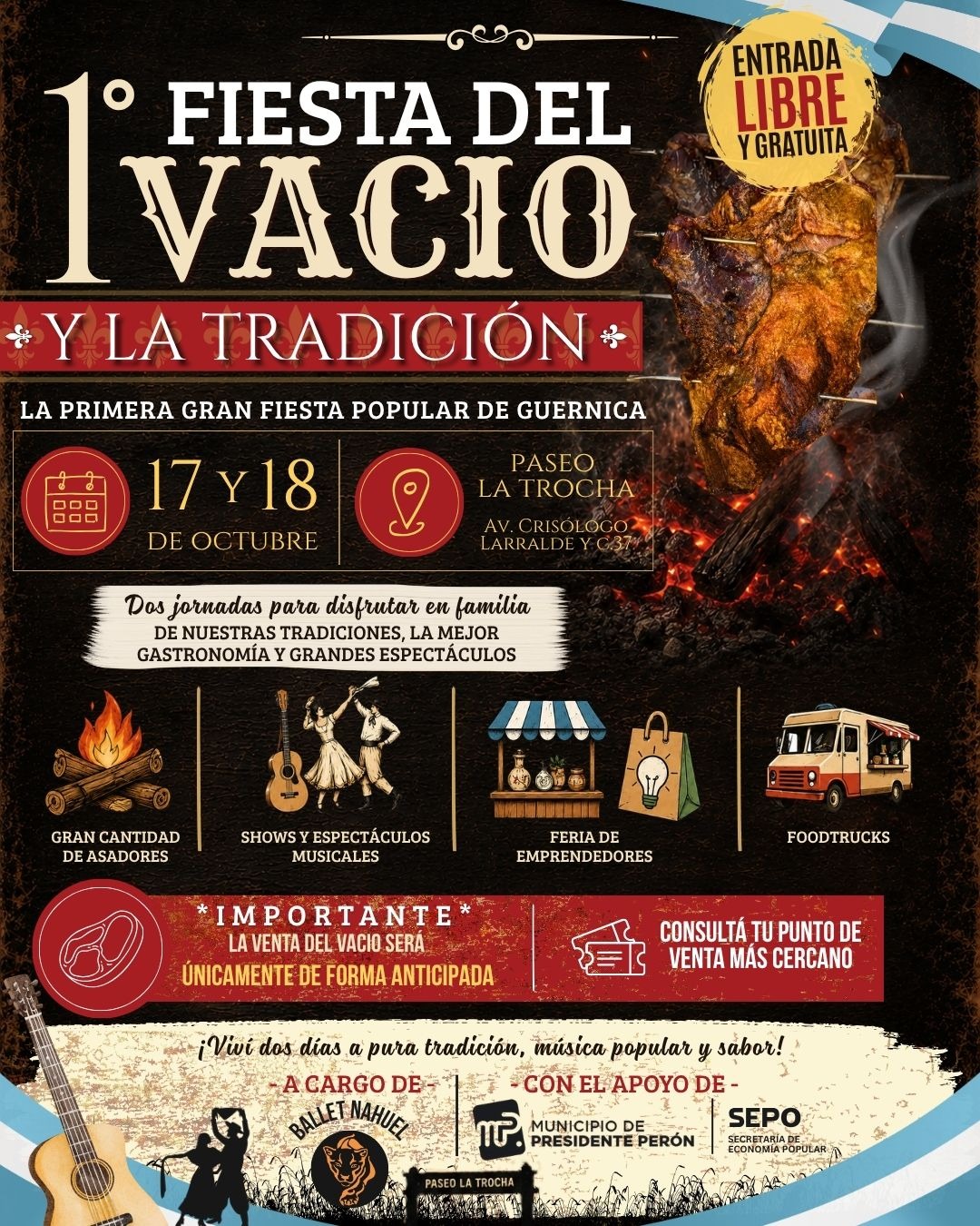 Presidente Perón suma una nueva cita popular: llega la 1ª Fiesta del Vacío y la Tradición