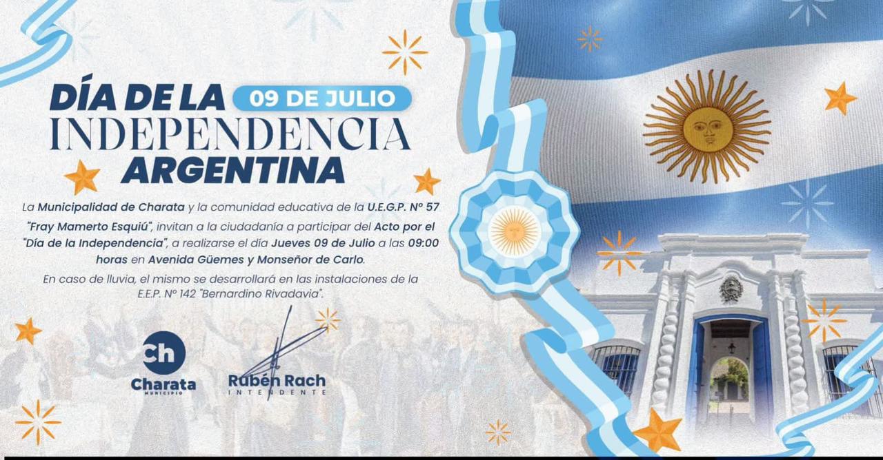 MUNICIPIO DE CHARATA: CRONOGRAMA DEL ACTO DEL 9 DE JULIO.