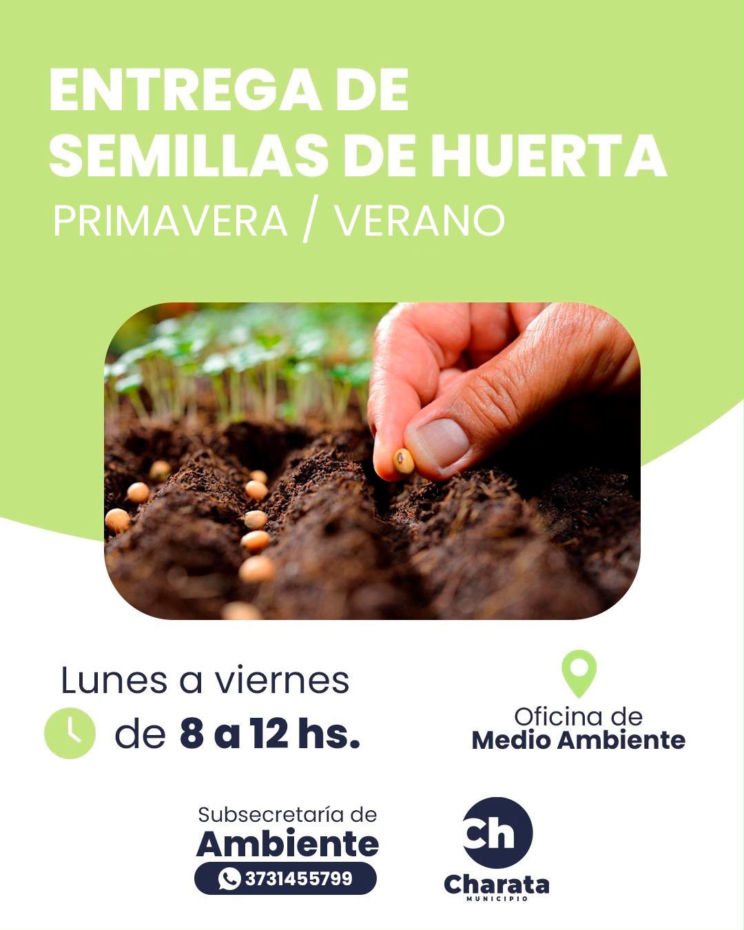 MUNICIPIO DE CHARATA: ENTREGA DE SEMILLAS DE HUERTA PRIMAVERA / VERANO.
