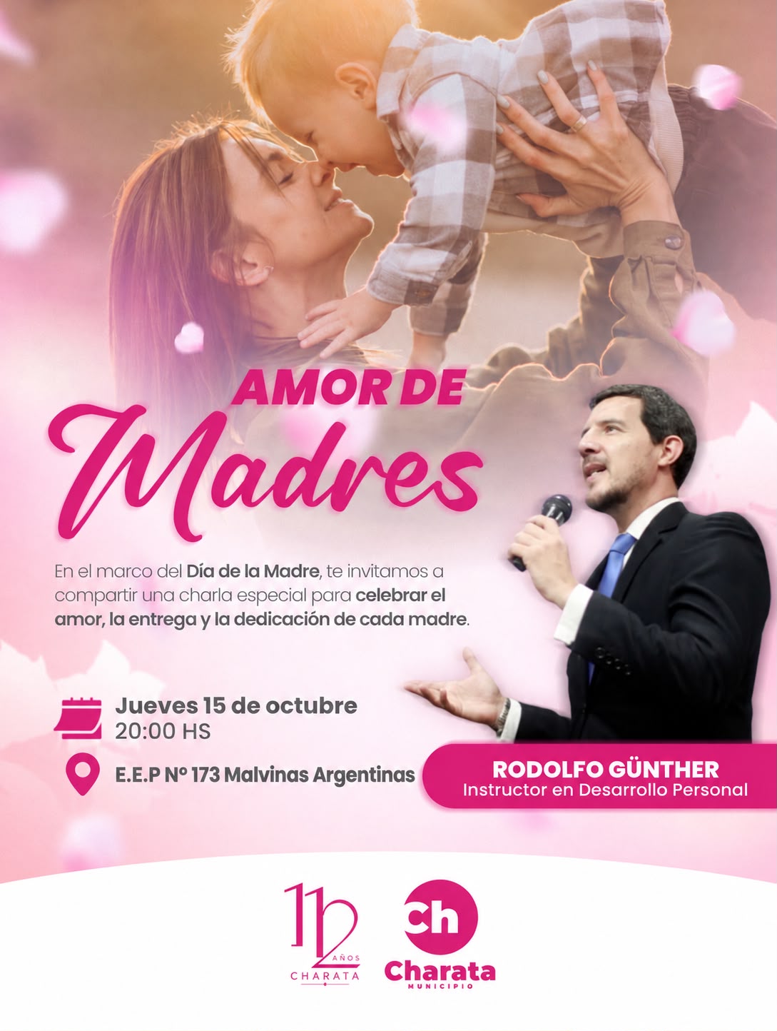 MUNICIPIO DE CHARATA: 15 DE OCTUBRE SE LLEVARÁ ADELANTE UNA CHARLA DENOMINADA «AMOR DE MADRES», SUMATE.
