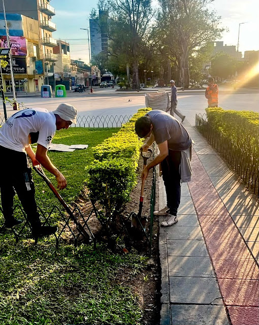 La comuna desplegó tareas de mantenimiento en plazas y espacios verdes de la ciudad