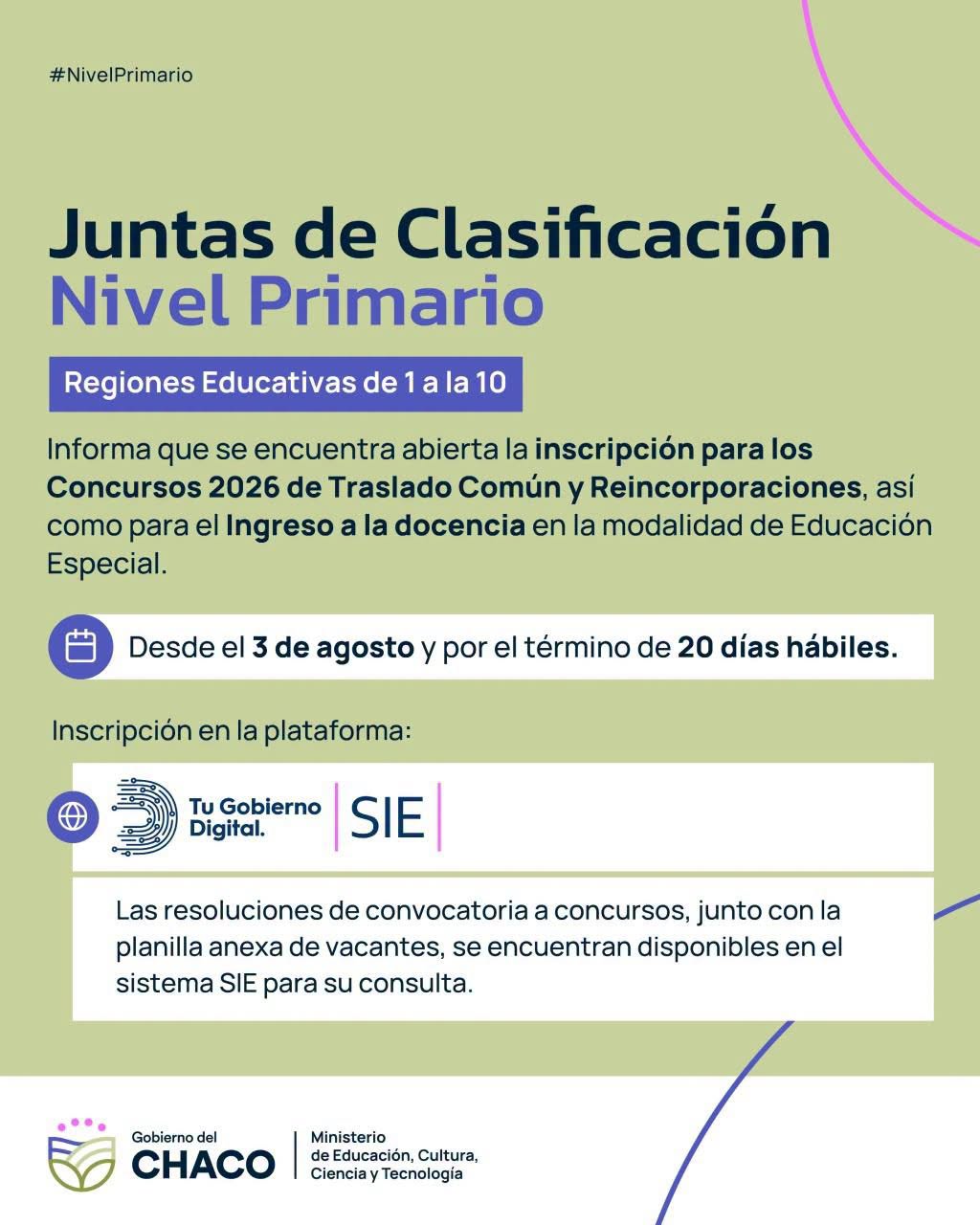 CONCURSOS DE TRASLADO E INGRESO EN NIVEL PRIMARIO: EN AGOSTO SE ABRE INSCRIPCIÓN PARA EDUCACIÓN ESPECIAL