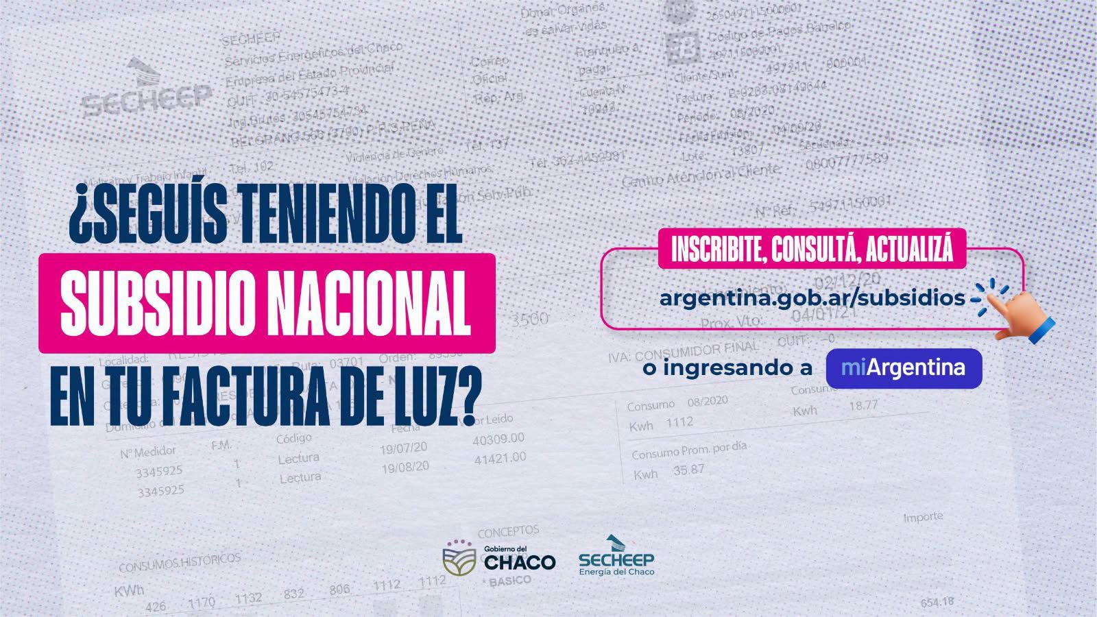 CHACO: SECHEEP REITERA LA IMPORTANCIA DE ADHERIRSE AL SUBSIDIO NACIONAL Y SUGIERE ACTUALIZAR DATOS A LOS QUE YA SE INSCRIBIERON CHACO: SECHEEP REITERA LA IMPORTANCIA DE ADHERIRSE AL SUBSIDIO NACIONAL Y SUGIERE ACTUALIZAR DATOS A LOS QUE YA SE INSCRIBIERON