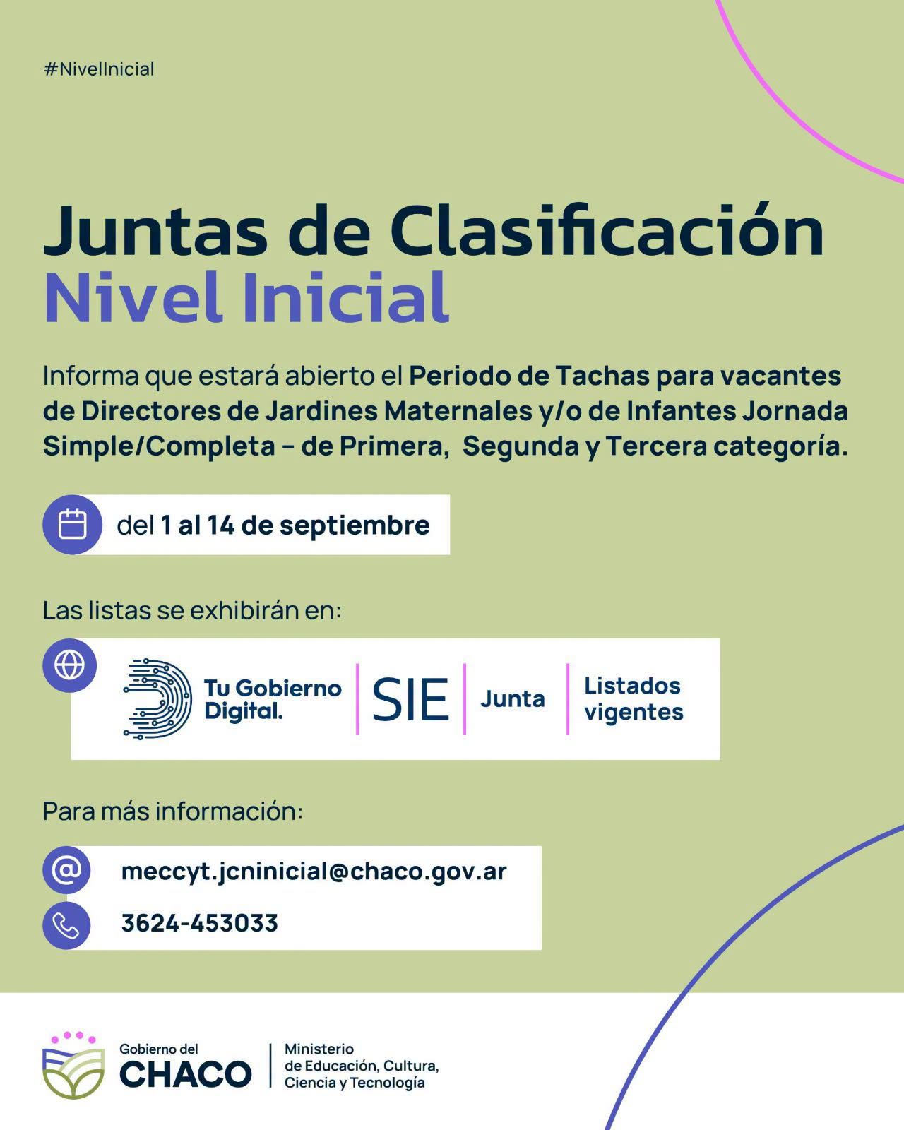 NIVEL INICIAL: ABRE EL PERÍODO DE TACHAS PARA VACANTES DE CARGOS DIRECTIVOS NIVEL INICIAL: ABRE EL PERÍODO DE TACHAS PARA VACANTES DE CARGOS DIRECTIVOS