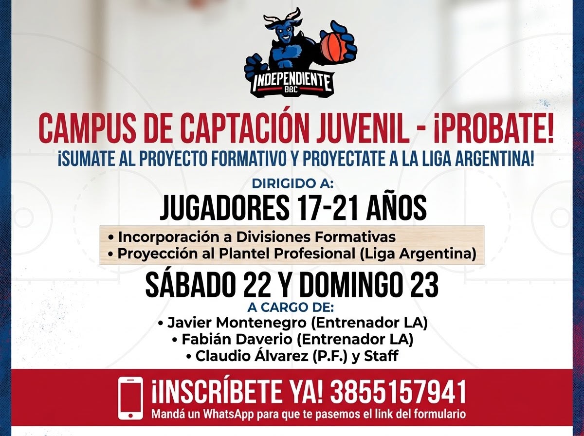 Independiente BBC realizará un Campus de Captación para jóvenes.