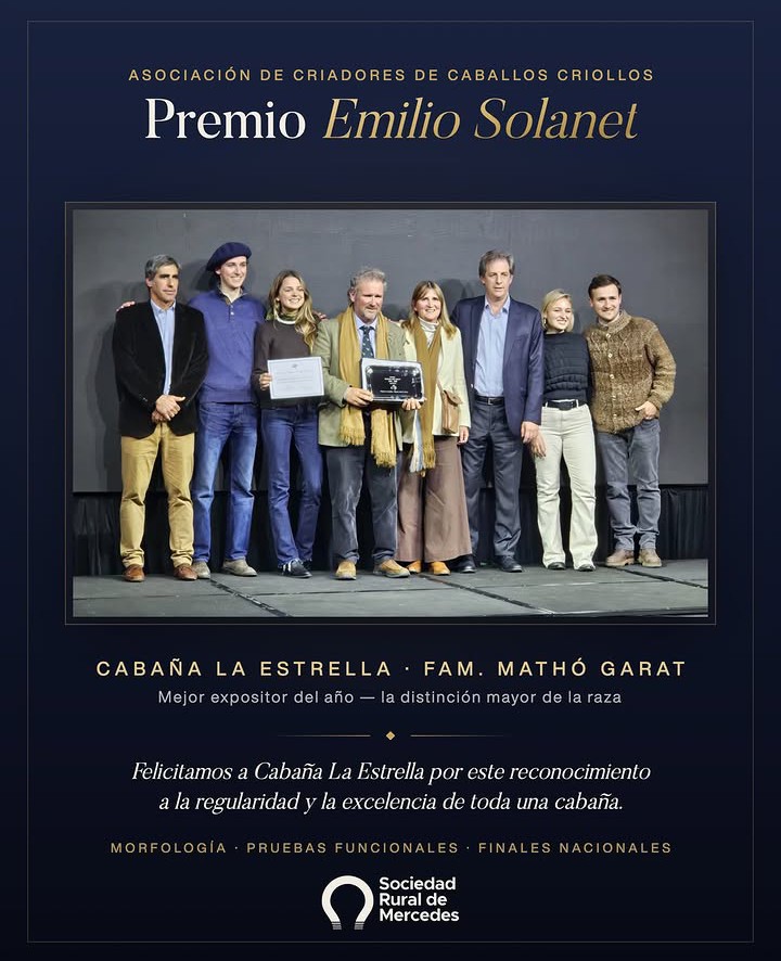 INFO RURAL 2026 – DISTINGUIERON A «CABAÑA LA ESTRELLA» CON EL PREMIO EMILIO SOLANET – MEJOR EXPOSITOR DEL AÑO.
